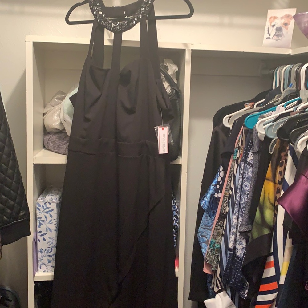 Black sexy dress with sequin neckline